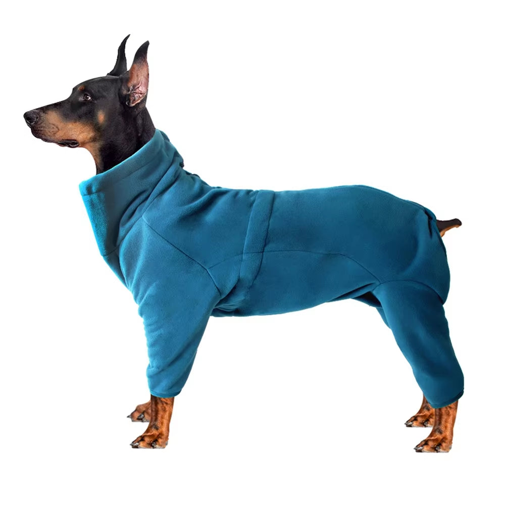 Dog Winter Coat Soft Fleece Pullover Clothes Warm Cold Weather Dog Jacket 4-Leg Cozy Onesie Jumpsuit for Small Medium Large Dogs