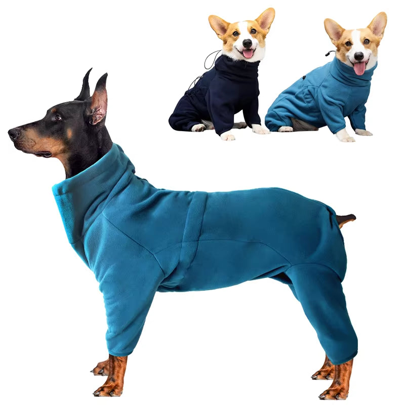 Dog Winter Coat Soft Fleece Pullover Clothes Warm Cold Weather Dog Jacket 4-Leg Cozy Onesie Jumpsuit for Small Medium Large Dogs
