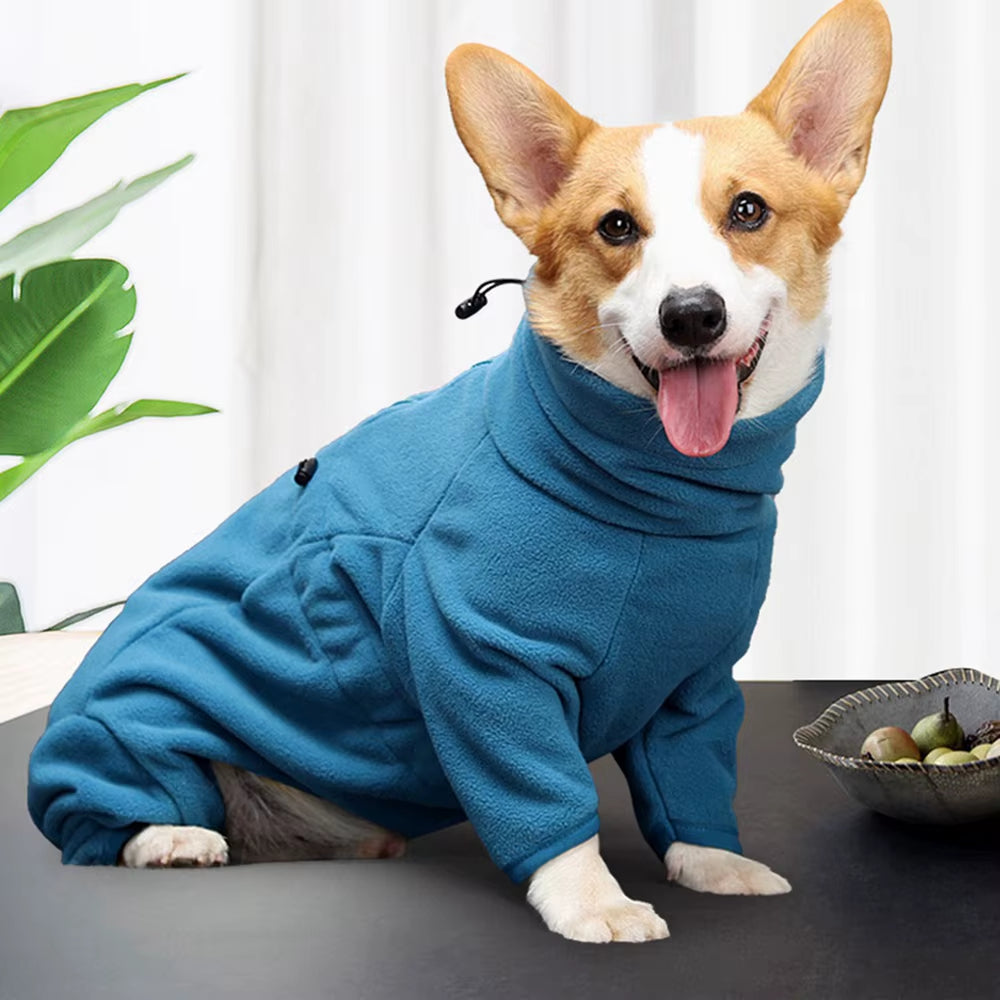 Dog Winter Coat Soft Fleece Pullover Clothes Warm Cold Weather Dog Jacket 4-Leg Cozy Onesie Jumpsuit for Small Medium Large Dogs