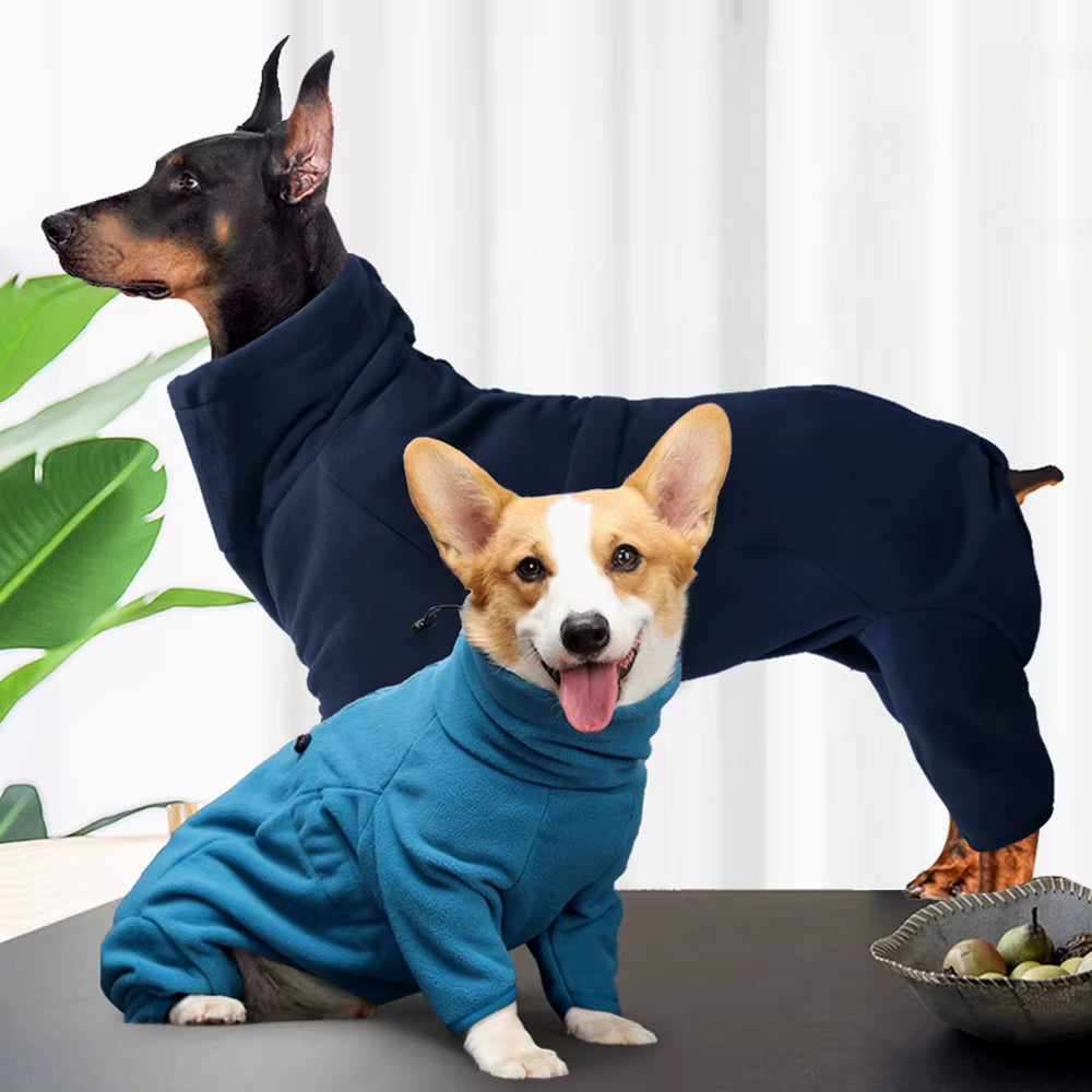 Dog Winter Coat Soft Fleece Pullover Clothes Warm Cold Weather Dog Jacket 4-Leg Cozy Onesie Jumpsuit for Small Medium Large Dogs